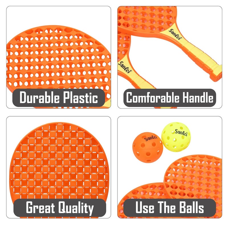 Knick Knack Santoi Paddle Ball Game Set with 2 Balls - Indoor Outdoor Play Set for Kids 3+ Years (Orange) - Image 4